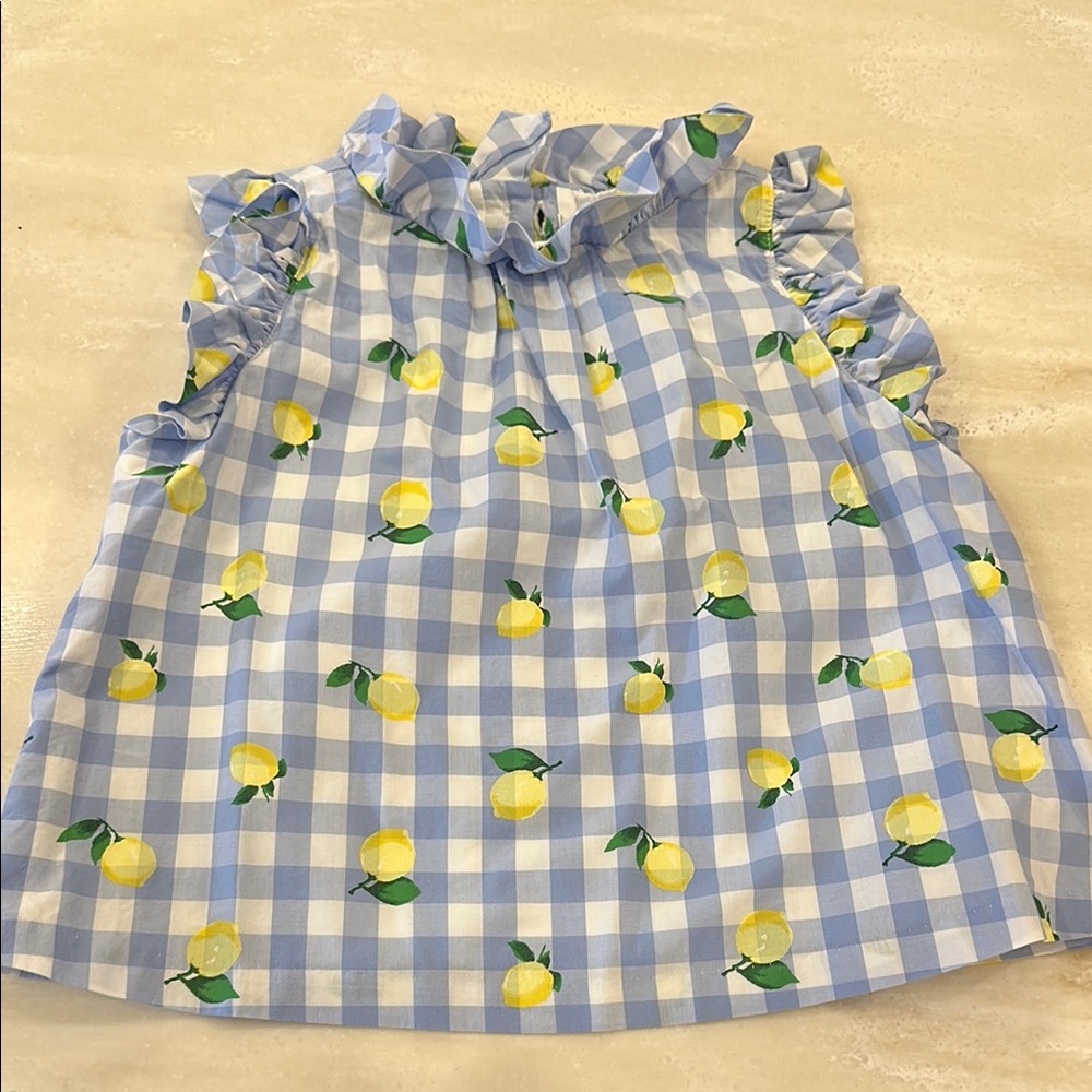 Janie and Jack Blue and Yellow Lemon Print Blouse